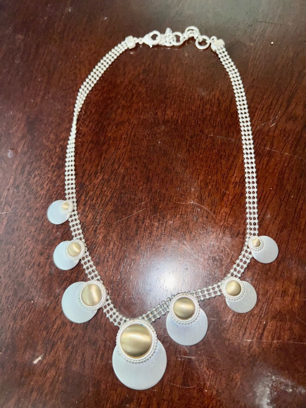 Lucky Brand Two-Tone Disc Necklace in Silver and Gold